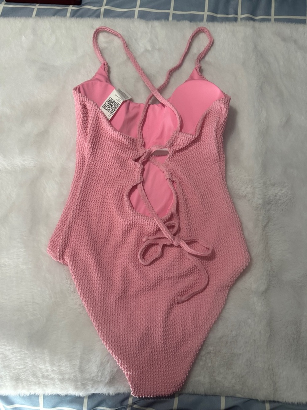 Pink Textured One-Piece Swimsuit - Picture 4 of 7
